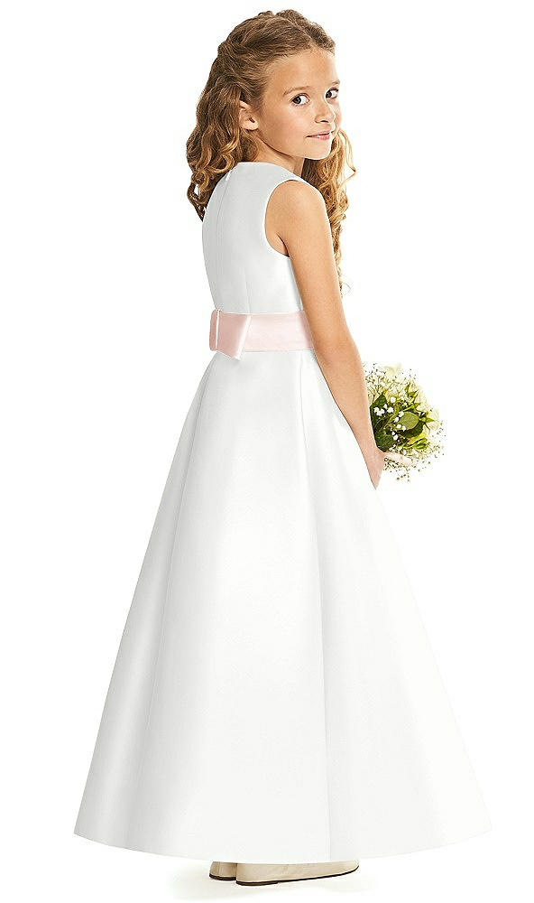 Back View - White & Blush Flower Girl Dress FL4062