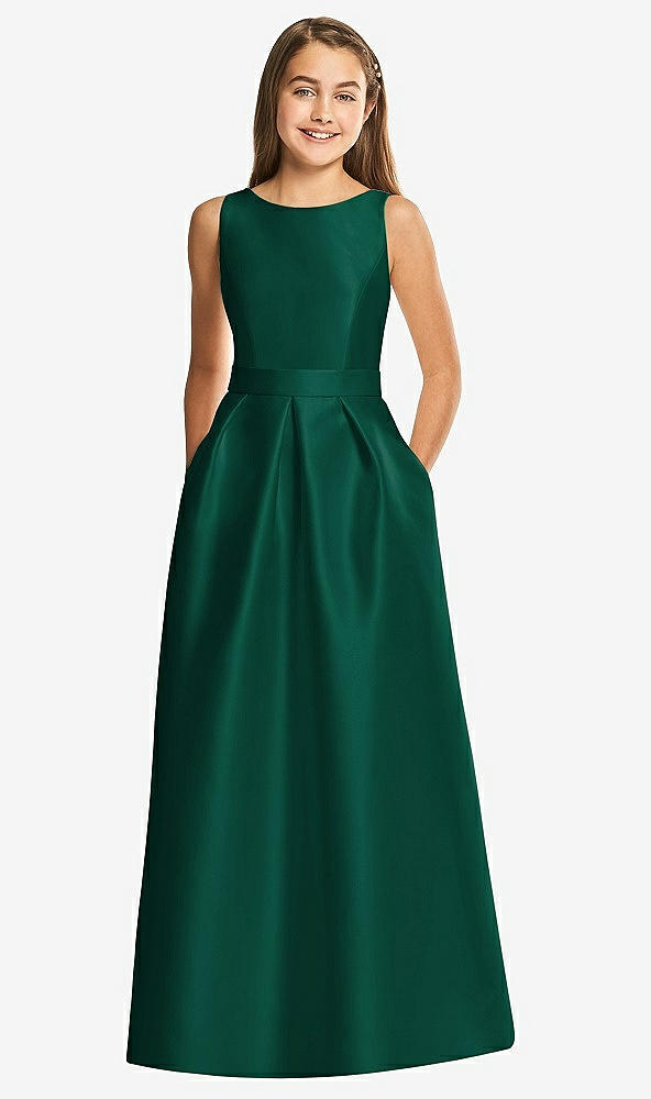 Front View - Hunter Green Alfred Sung Junior Bridesmaid Style JR544