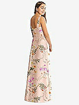 Rear View Thumbnail - Butterfly Botanica Pink Sand Floral Bateau Neck Maxi Junior Bridesmaid Dress with Pockets
