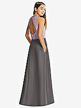 Front View Thumbnail - Caviar Gray & Suede Rose Alfred Sung Junior Bridesmaid Style JR545