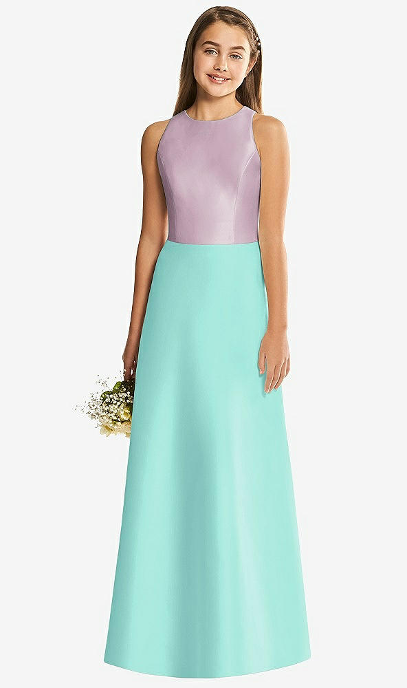 Back View - Coastal & Suede Rose Alfred Sung Junior Bridesmaid Style JR545
