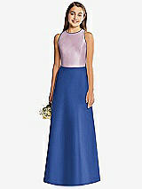 Rear View Thumbnail - Classic Blue & Suede Rose Alfred Sung Junior Bridesmaid Style JR545
