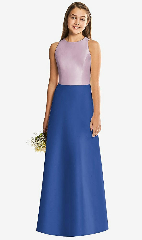 Back View - Classic Blue & Suede Rose Alfred Sung Junior Bridesmaid Style JR545