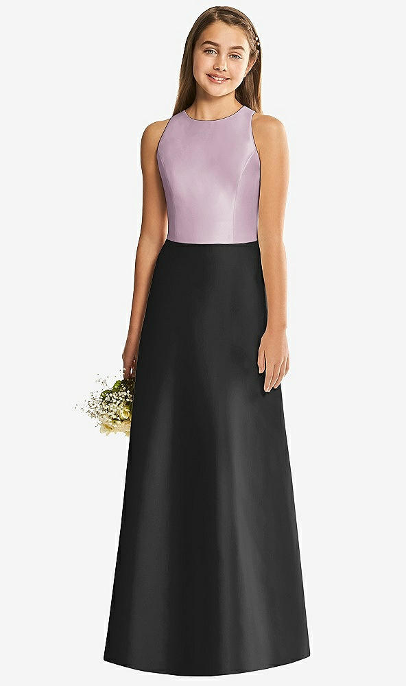 Back View - Black & Suede Rose Alfred Sung Junior Bridesmaid Style JR545