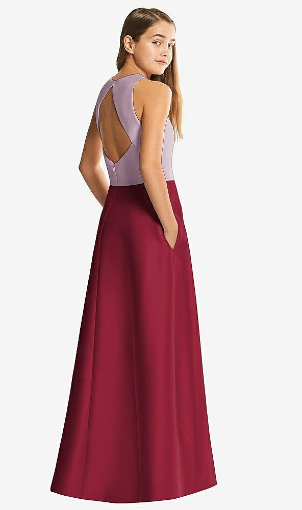 Front View - Burgundy & Suede Rose Alfred Sung Junior Bridesmaid Style JR545
