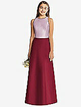 Rear View Thumbnail - Burgundy & Suede Rose Alfred Sung Junior Bridesmaid Style JR545