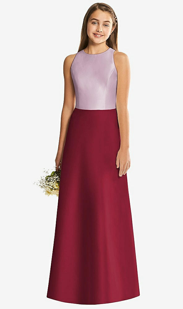 Back View - Burgundy & Suede Rose Alfred Sung Junior Bridesmaid Style JR545