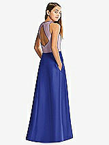 Front View Thumbnail - Cobalt Blue & Suede Rose Alfred Sung Junior Bridesmaid Style JR545