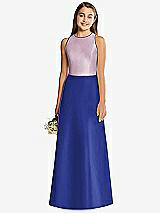 Rear View Thumbnail - Cobalt Blue & Suede Rose Alfred Sung Junior Bridesmaid Style JR545