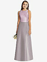 Rear View Thumbnail - Cashmere Gray & Suede Rose Alfred Sung Junior Bridesmaid Style JR545