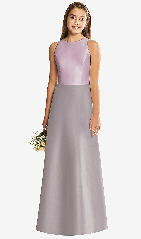 Back View - Cashmere Gray & Suede Rose Alfred Sung Junior Bridesmaid Style JR545