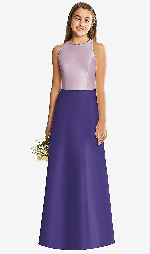 Back View - Grape & Suede Rose Alfred Sung Junior Bridesmaid Style JR545