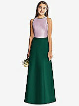 Rear View Thumbnail - Hunter Green & Suede Rose Alfred Sung Junior Bridesmaid Style JR545