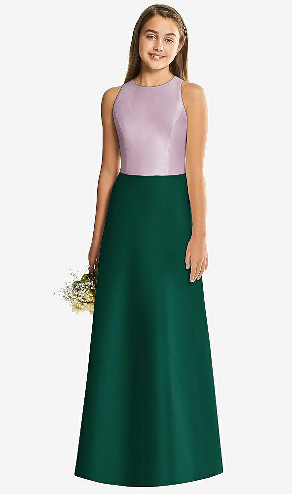 Back View - Hunter Green & Suede Rose Alfred Sung Junior Bridesmaid Style JR545