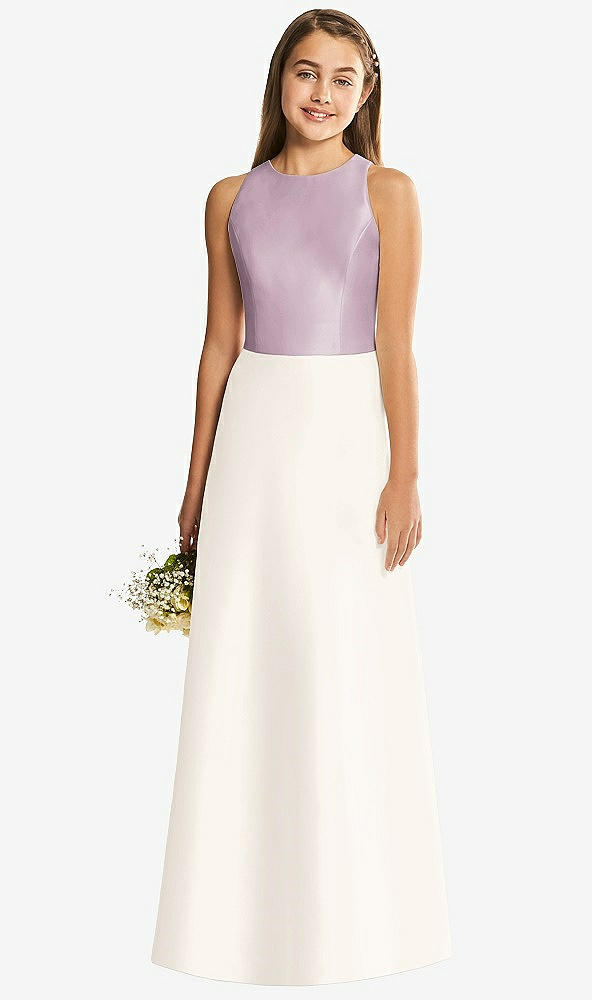 Back View - Ivory & Suede Rose Alfred Sung Junior Bridesmaid Style JR545