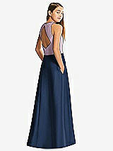 Front View Thumbnail - Midnight Navy & Suede Rose Alfred Sung Junior Bridesmaid Style JR545
