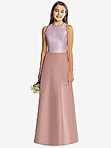 Rear View Thumbnail - Neu Nude & Suede Rose Alfred Sung Junior Bridesmaid Style JR545