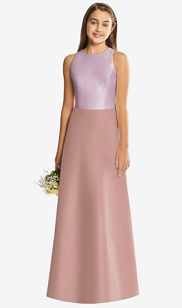 Back View - Neu Nude & Suede Rose Alfred Sung Junior Bridesmaid Style JR545