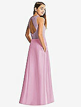 Front View Thumbnail - Powder Pink & Suede Rose Alfred Sung Junior Bridesmaid Style JR545