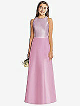 Rear View Thumbnail - Powder Pink & Suede Rose Alfred Sung Junior Bridesmaid Style JR545