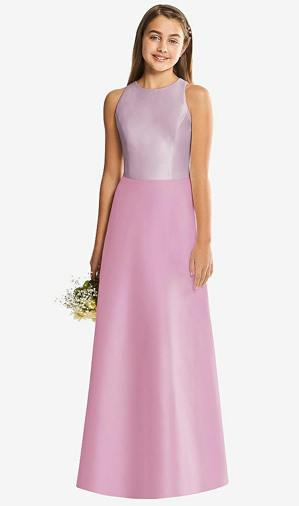 Back View - Powder Pink & Suede Rose Alfred Sung Junior Bridesmaid Style JR545
