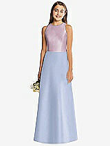 Rear View Thumbnail - Sky Blue & Suede Rose Alfred Sung Junior Bridesmaid Style JR545