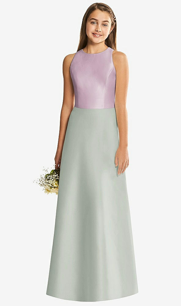 Back View - Willow Green & Suede Rose Alfred Sung Junior Bridesmaid Style JR545