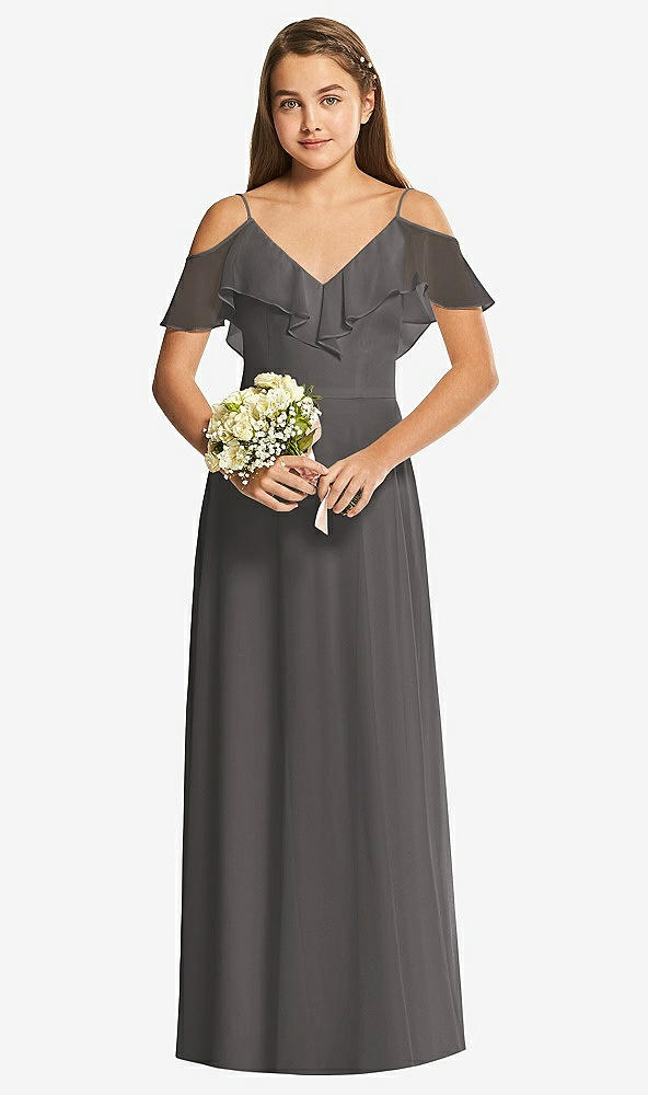 Front View - Caviar Gray Dessy Collection Junior Bridesmaid Dress JR548
