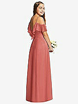 Rear View Thumbnail - Coral Pink Dessy Collection Junior Bridesmaid Dress JR548
