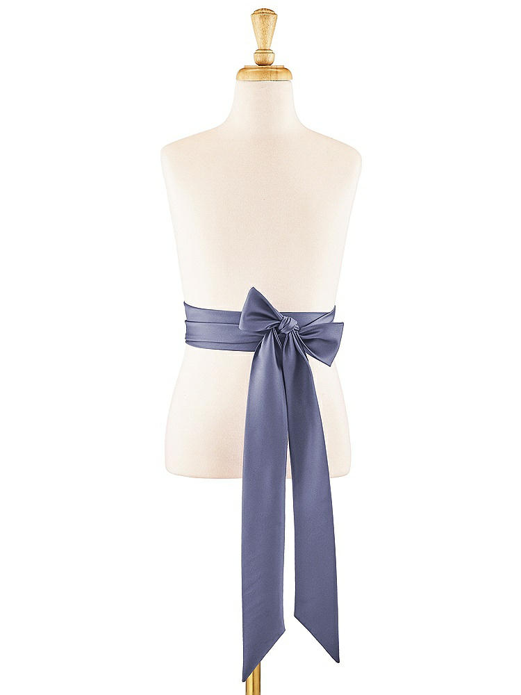 Front View - French Blue Satin Twill Flower Girl Sash