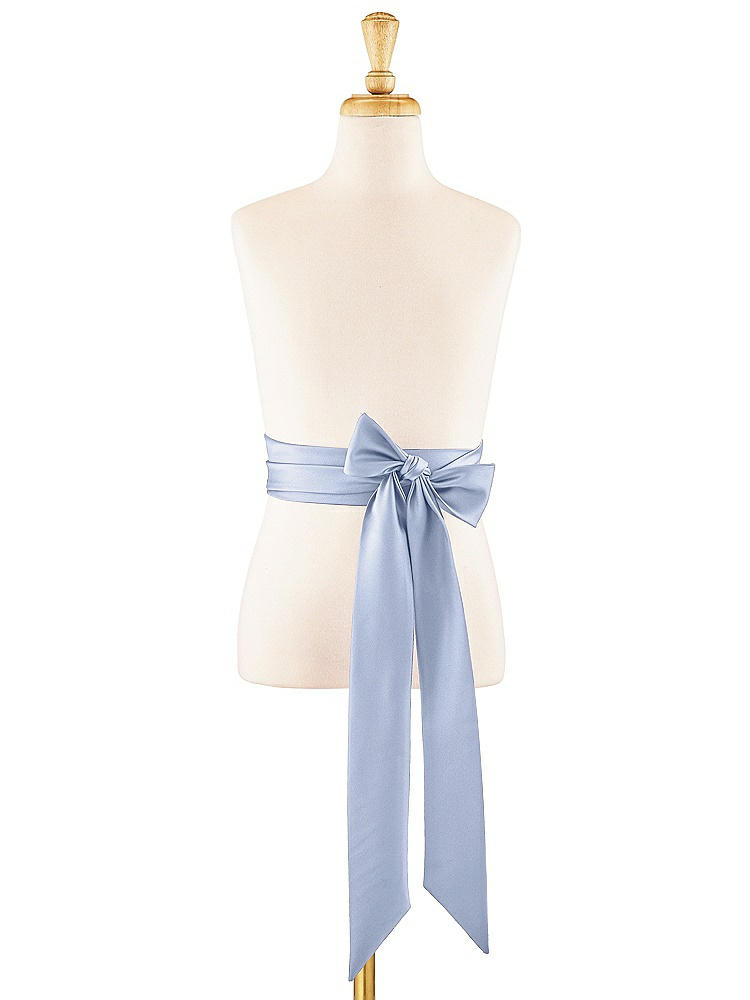 Front View - Sky Blue Satin Twill Flower Girl Sash