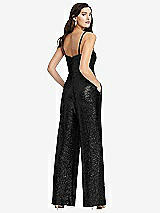 Rear View Thumbnail - Black Sequin Jumpsuit with Pockets - Alexis