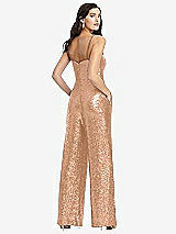 Rear View Thumbnail - Copper Rose Sequin Jumpsuit with Pockets - Alexis