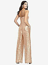 Rear View Thumbnail - Rose Gold Sequin Jumpsuit with Pockets - Alexis