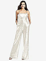 Front View Thumbnail - Ivory Sequin Jumpsuit with Pockets - Alexis