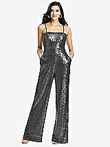 Front View Thumbnail - Stardust Sequin Jumpsuit with Pockets - Alexis