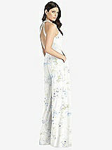 Rear View Thumbnail - Bleu Garden V-Neck Backless Pleated Front Jumpsuit