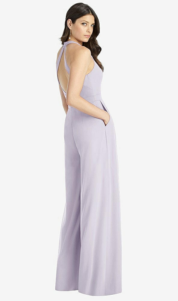 Back View - Moondance V-Neck Backless Pleated Front Jumpsuit