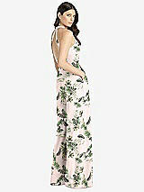 Rear View Thumbnail - Palm Beach Print V-Neck Backless Pleated Front Jumpsuit