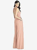 Rear View Thumbnail - Pale Peach V-Neck Backless Pleated Front Jumpsuit
