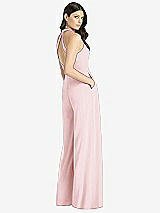 Rear View Thumbnail - Ballet Pink V-Neck Backless Pleated Front Jumpsuit