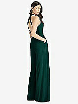 Rear View Thumbnail - Evergreen V-Neck Backless Pleated Front Jumpsuit