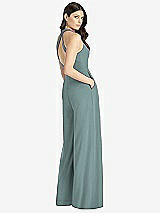 Rear View Thumbnail - Icelandic V-Neck Backless Pleated Front Jumpsuit
