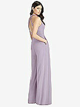 Rear View Thumbnail - Lilac Haze V-Neck Backless Pleated Front Jumpsuit