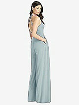 Rear View Thumbnail - Morning Sky V-Neck Backless Pleated Front Jumpsuit