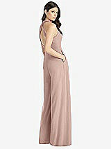 Rear View Thumbnail - Neu Nude V-Neck Backless Pleated Front Jumpsuit