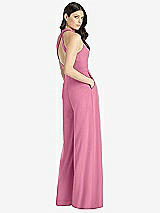 Rear View Thumbnail - Orchid Pink V-Neck Backless Pleated Front Jumpsuit