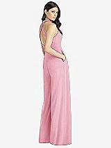 Rear View Thumbnail - Peony Pink V-Neck Backless Pleated Front Jumpsuit