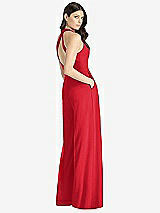 Rear View Thumbnail - Parisian Red V-Neck Backless Pleated Front Jumpsuit