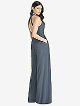Rear View Thumbnail - Silverstone V-Neck Backless Pleated Front Jumpsuit
